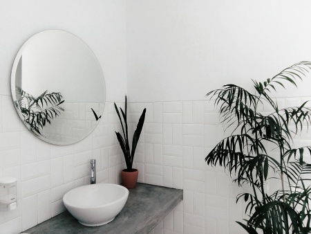 sztuczne rośliny w łazience